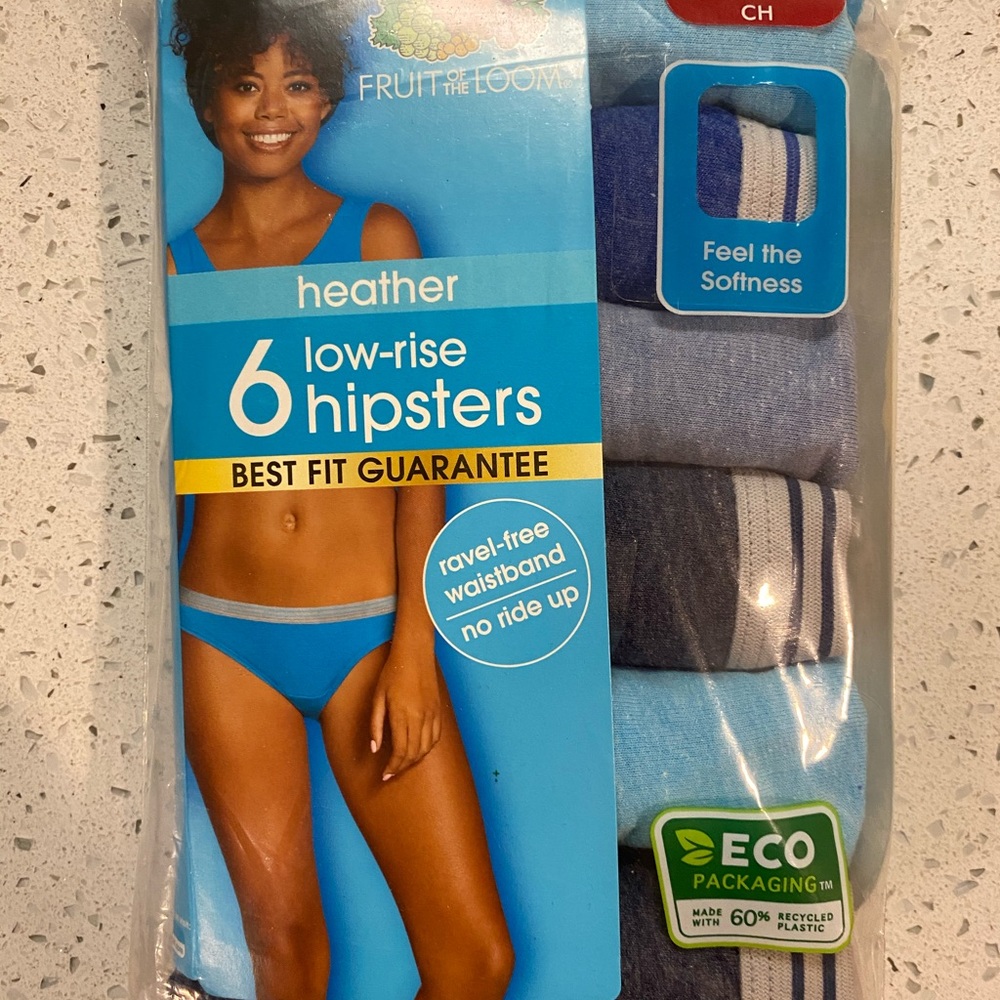 6 pack low rise hipster underwear